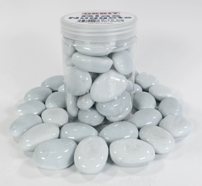 Glas-Nuggets weiss (30 x 15 mm) 0,75 kg Dose