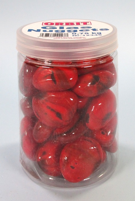 Glas-Nuggets rot (30 x 15 mm) 0,75 kg Dose