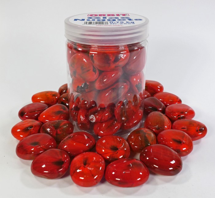 Glas-Nuggets rot (30 x 15 mm) 0,75 kg Dose